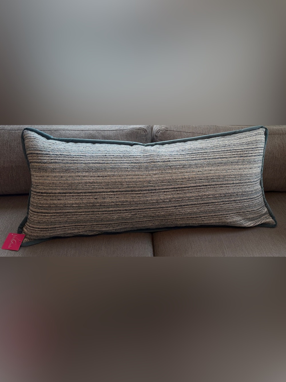 Ann Gish Gray Ribbed Lumbar Accent Pillow